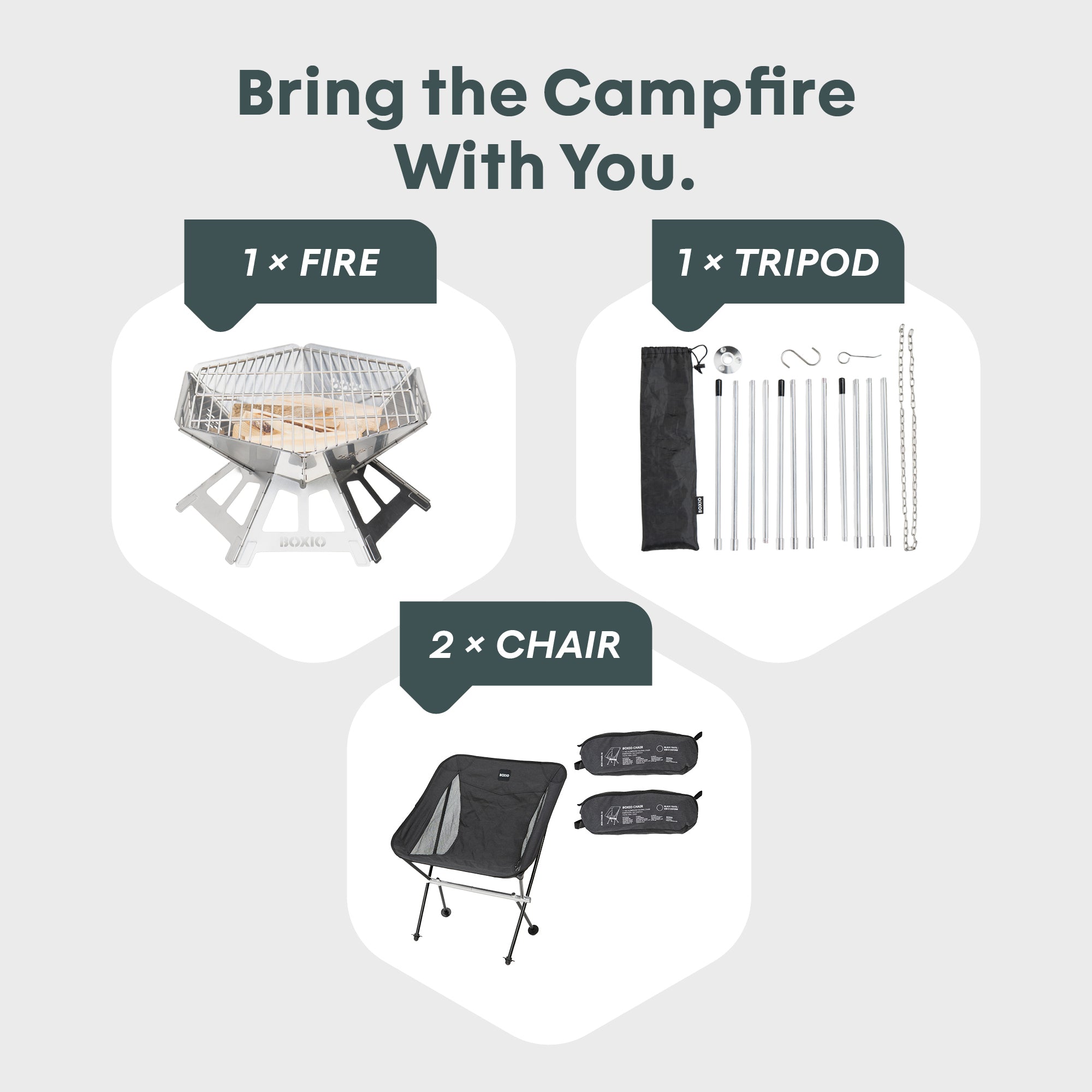 BOXIO CAMPFIRE I Ensemble Feu de Camp Portable