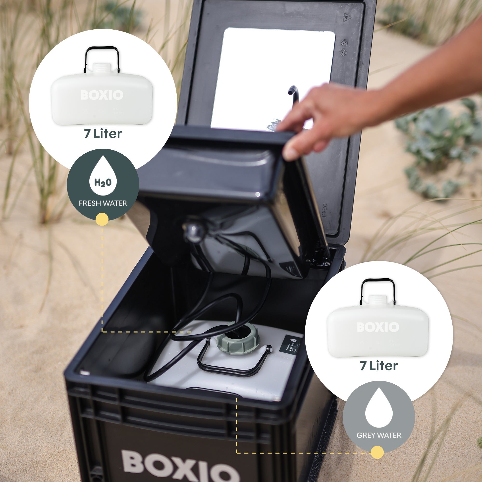 BOXIO WASH XL MAX+ I Mobile camping sink with water filter