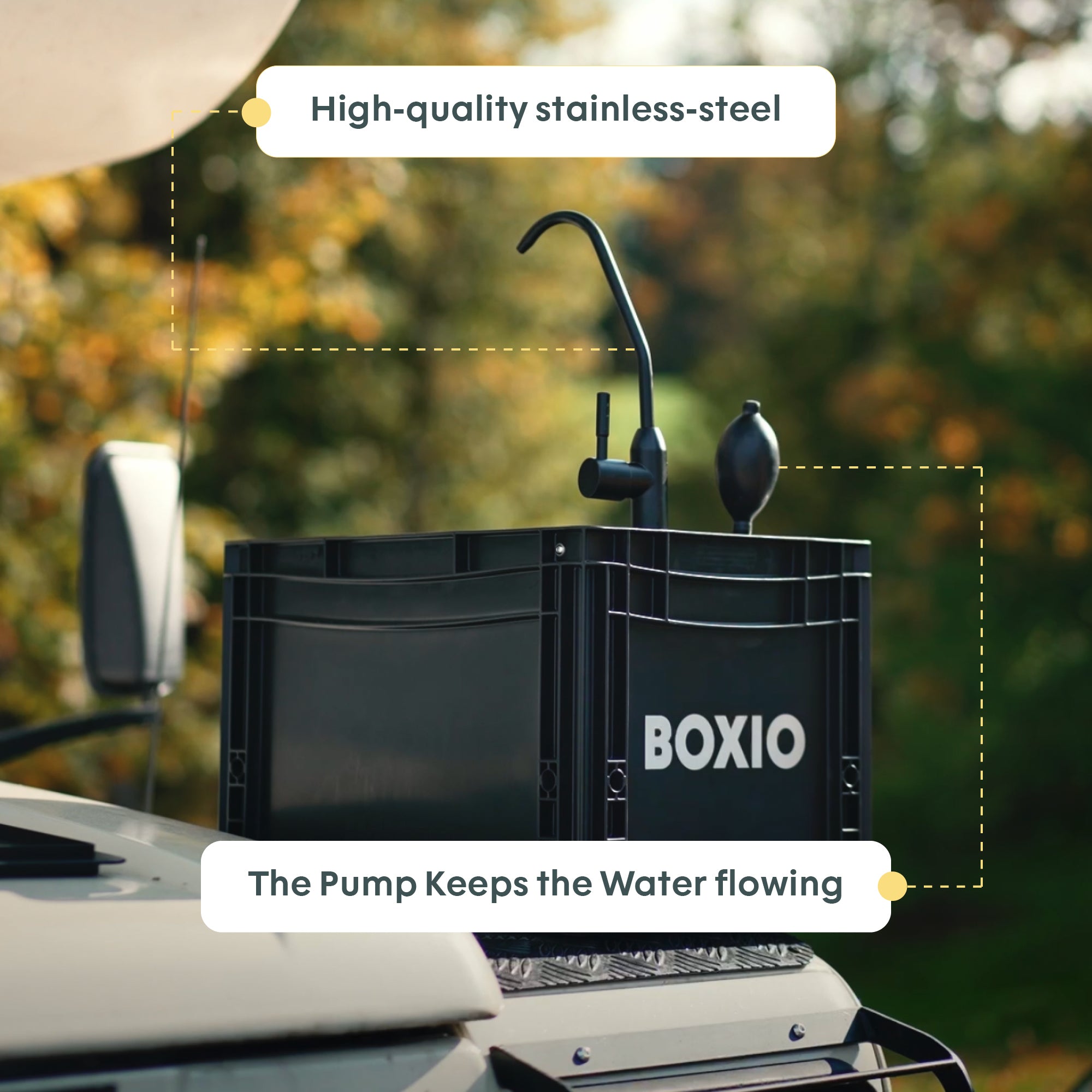 BOXIO WASH XL MAX+ I Mobile camping sink with water filter