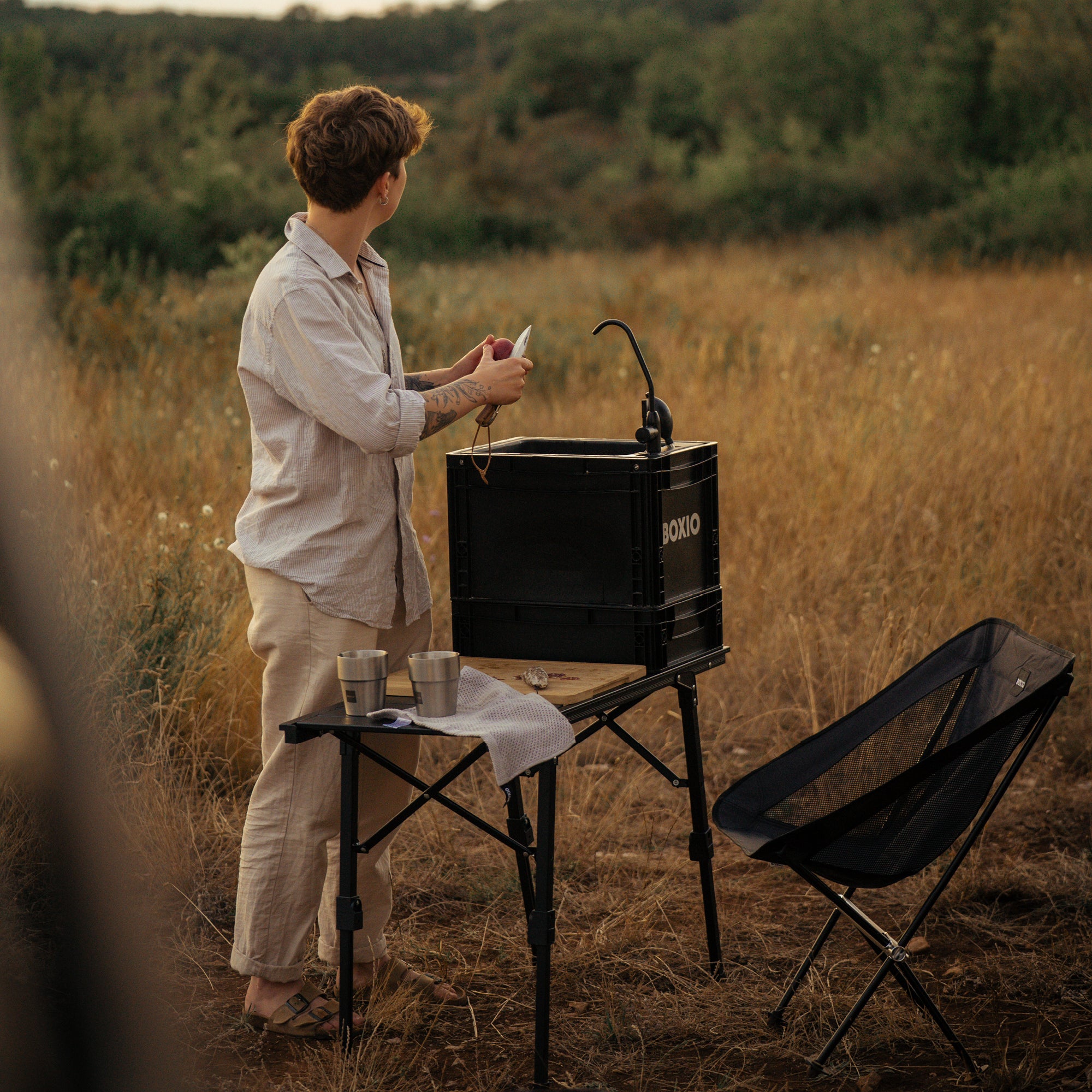 BOXIO CHAIR Set of 4 I set of camping chairs with box