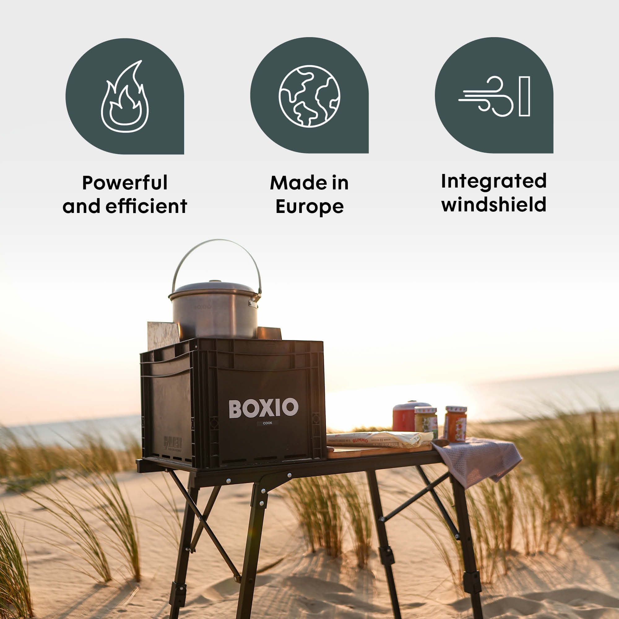 BOXIO COOK Max+ I Premium Camp Stove with Cookware and Tableware