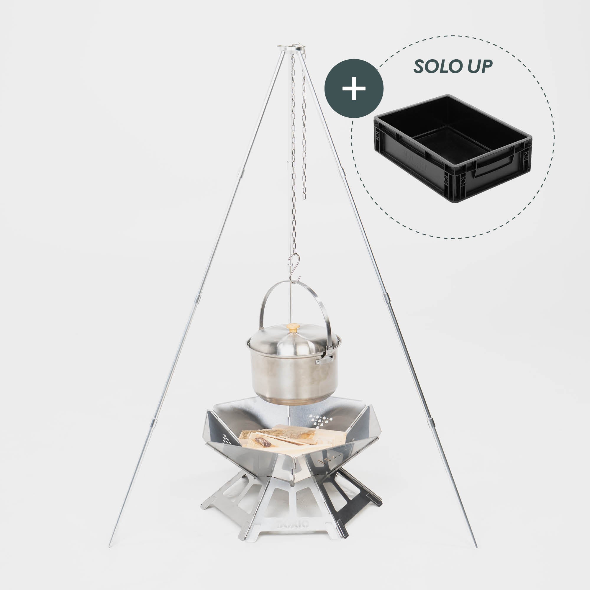 BOXIO FIRE BUNDLE | Portable Campfire + Tripod  in Eurobox