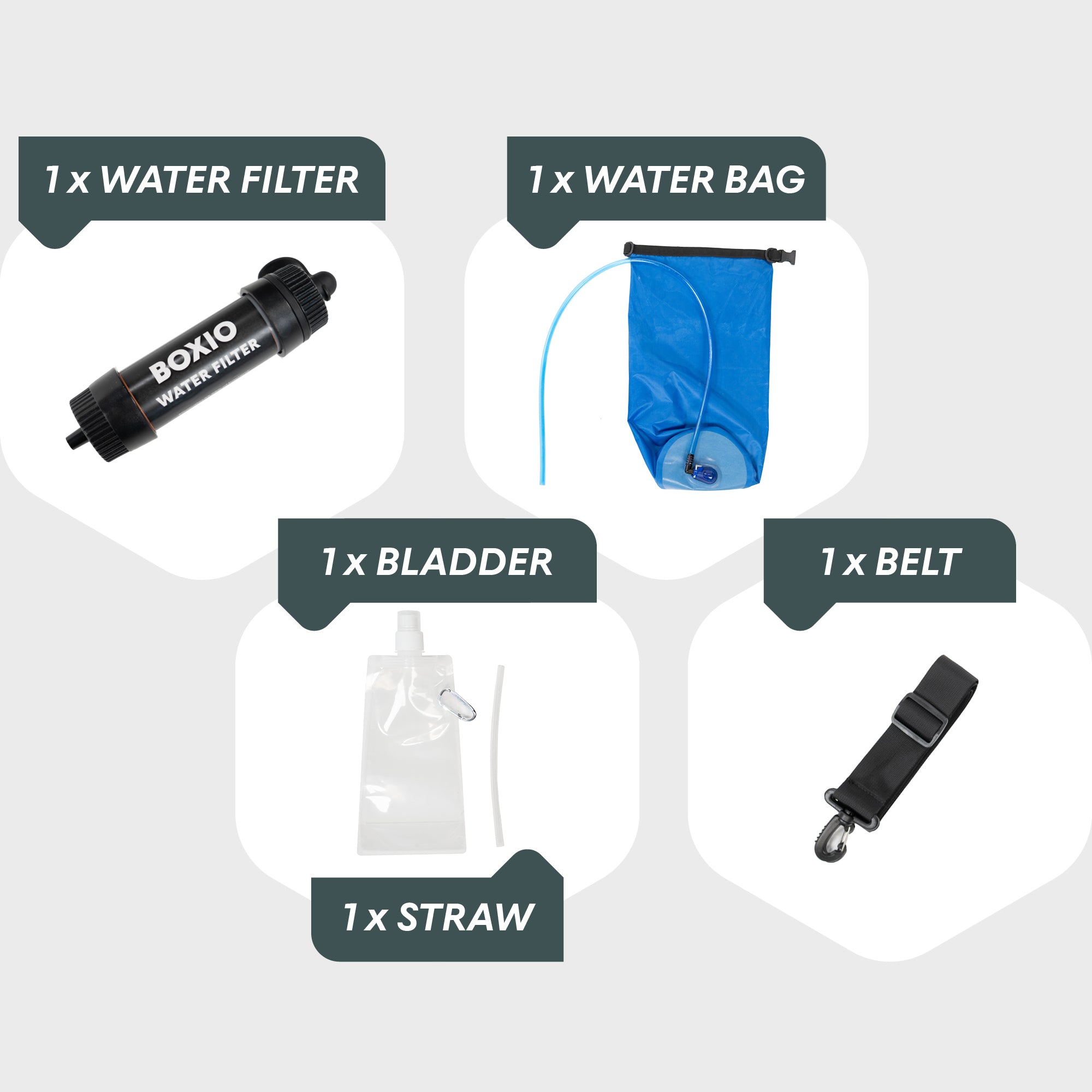 BOXIO WATER FILTER SYSTEM I Water Filter with 1.32 gal Water Bag