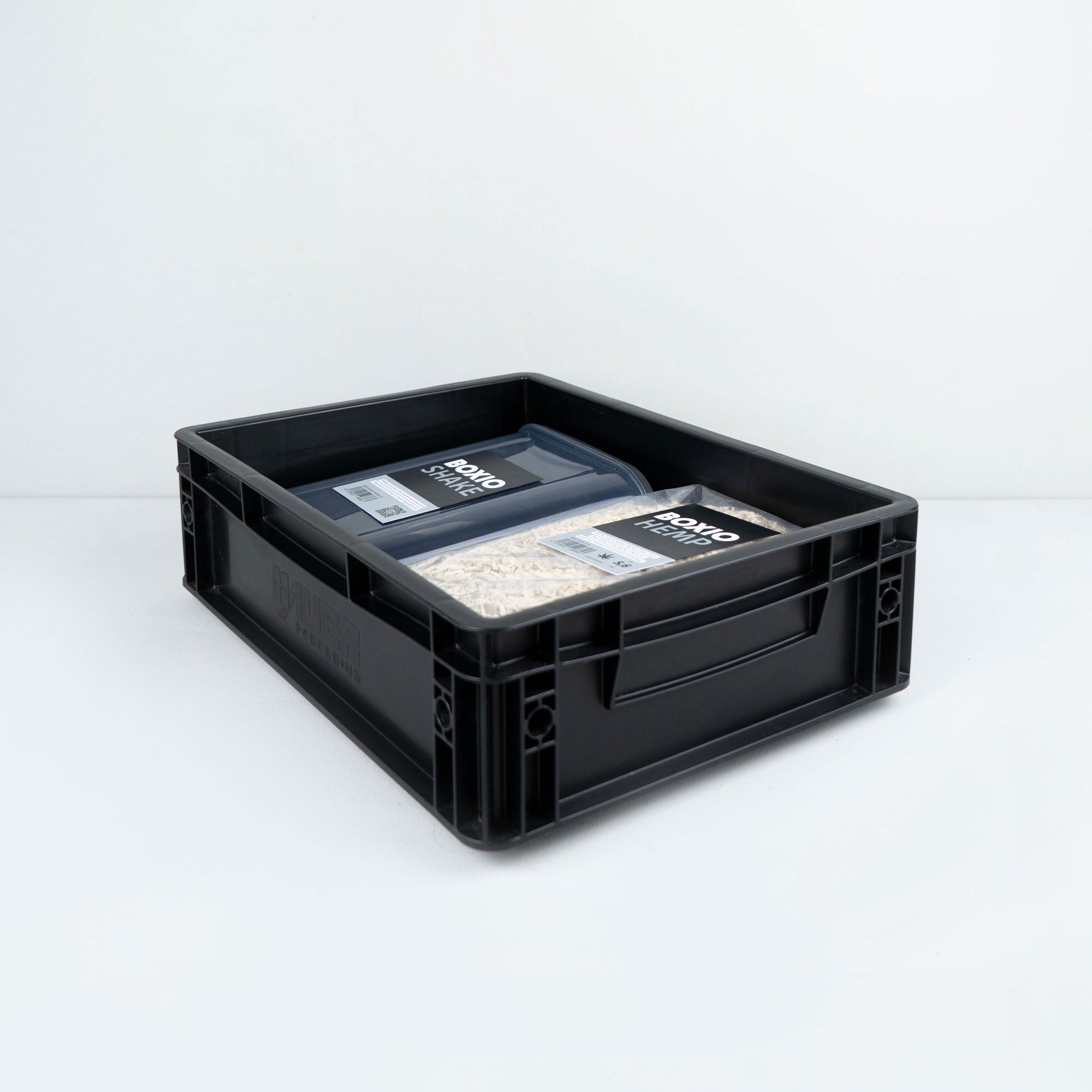 BOXIO - SOLO: Caja de almacenamiento con tapa - Eurobox 40x30 x 28 cm -  caja de transporte de plástico perfecta para camping, barco o jardín -  apilable con otras cajas apilables